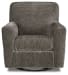 Herstow - Charcoal - Swivel Glider Accent Chair - Fabric