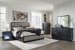 Rowanbeck - 4 Pc. - Dresser, Mirror, California King Upholstered Panel Bed - Gray / Black