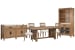 Plum Creek - Extendable Trestle Dining Table With 4 Side Chairs, Server And Display Cabinet - Sierra Brown