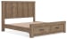 Oliandon - King Panel Storage Bed - Light Brown