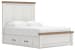Savonport - Queen Panel Bed With Under Bed Storage Unit - White / Brown