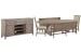 Paxton Place - Extendable Trestle Dining Table With 2 Benches, 2 Upholstered Side Chairs And Buffet - Dovetail Gray