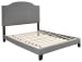 Adelloni - Black / Gray - Queen Uph Hdbd/Ftbd/Roll Slats - Nailhead Trim