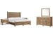 Plum Creek - King Panel Bed, 2 Open Nightstands And Drawer Dresser With Landscape Mirror - Sierra Brown