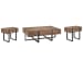 Prescott - Rectangular Cocktail Table With 2 Chairside End Tables - Rustic Honey And Distressed Iron