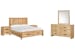 Laramie - King Panel Storage Bed, 2 Nightstands And Double Drawer Dresser With Landscape Mirror - Honey Wheat