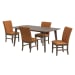 Santa Barbara - 5 Piece Standard Height Dining Set (Rectangular Table And Four Fabric Chairs) - Walnut / Orange