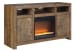 Sommerford - Brown - 62" Tv Stand With Fireplace Insert Glass/stone
