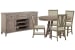 Paxton Place - 52" Round Dining Table With 4 Step Upholstered Side Chairs And Buffet - Dovetail Gray