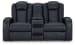 Fyne-dyme - Sapphire - Power Reclining Loveseat With Console/Adj Hdrst