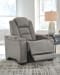 The Man-Den - Gray - 6 Pc. - Power Reclining Sofa with Adjustable Headrest, Power Reclining Loveseat/CON/Adjustable Headrest, Power Recliner/Adjustable Headrest, Todoe Lift Top Cocktail Table, 2 End Tables