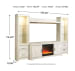 Bellaby - Whitewash - 5 Pc. - Entertainment Center - 63" TV Stand with Fireplace Insert Glass/Stone