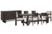 Tauren - Trestle Dining Table With 4 Side Chairs, 2 Upholstered Side Chairs And Buffet - Coffee Bean / Beige