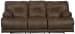 Voyager - Fabric Lay Flat Reclining Sofa With 3 Recliners And Drop Down Table - Elk