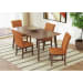 Santa Barbara - 5 Piece Standard Height Dining Set (Rectangular Table And Four Fabric Chairs) - Walnut / Orange