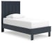 Simmenfort - Navy Blue - Twin Platform Bed With Panel Headboard