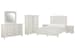 Willowbrook - Queen Panel Bed, 2 Nightstands, Drawer Dresser With Landscape Mirror And Door Chest - Egg Shell White