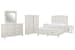 Willowbrook - King Panel Storage Bed, 2 Open Nightstands, Drawer Dresser With Landscape Mirror And Door Chest - Egg Shell White