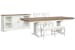 Kingston - Extendable Trestle Dining Table With 2 Side Chairs, Bench And Credenza - Whisper White And Cerused Nutmeg