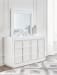 Chalanna - White - 5 Pc. - Dresser, Mirror, California King Upholstered Storage Bed