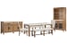 Plum Creek - Rectangular Dining Table With 2 Benches, 2 Upholstered Side Chairs, Server And Display Cabinet - Sierra Brown