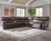 Muirfield - Mahogany - Left Arm Facing Double Reclining Power Console Loveseat, Wedge, Power Reclining Right Arm Facing Loveseat with Headrest Sectional