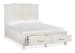Willowbrook - Queen Panel Storage Bed, 2 Nightstands, Drawer Dresser With Landscape Mirror And Door Chest - Egg Shell White