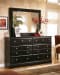 Shay - Almost Black - 7 Pc. - Dresser, Mirror, King Poster Bed with 2 Storage Drawers