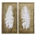White Feathers - Shadow Box (Set of 2) - Gold