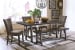 Wollburg - Brown/Beige - 6 Pc. - Rectangular Dining Room Table, 4 Side Chairs, Large Bench