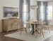 Dovetail - Solid American Oak - Round 48" Table With A Metal Pedestal - Bleached White