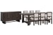 Tauren - Trestle Dining Table With 6 Upholstered Side Chairs And Buffet - Coffee Bean / Beige
