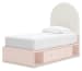 Wistenpine - Blush - Twin Upholstered Panel Bed With Side Storage