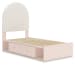 Wistenpine - Blush - Twin Upholstered Panel Bed With Under Bed Storage