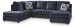Albar Place - 3 Pc. - 2-Piece Sectional With Raf Sofa Chaise, Ottoman - Cobalt