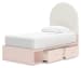 Wistenpine - Blush - Twin Upholstered Panel Bed With Side Storage