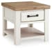 Savonport - Rectangular End Table - White / Brown