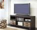 Harlinton - Warm Gray - 2 Pc. - 63" TV Stand with Fireplace Insert Glass/Stone