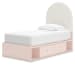Wistenpine - Blush - Twin Upholstered Panel Bed With Under Bed Storage