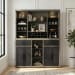 Jemma - Buffet And Hutch With Light - Gray And Dark Espresso