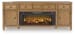 Sharlance - Light Brown - 81" TV Stand With Electric Infrared Fireplace Insert