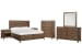Ridgefield - California King Panel Storage Bed, 2 Open Nightstands, Double Drawer Dresser With Landscape Mirror And Drawer Chest - Russet