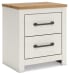 Linnocreek - White / Warm Brown - Two Drawer Night Stand