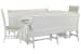 Heron Cove - Extendable Trestle Dining Table With 2 Benches And 2 Upholstered Side Chairs - Chalk White And Dovetail Gray