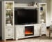 Bellaby - Whitewash - 5 Pc. - Entertainment Center - 63" TV Stand with Fireplace Insert Glass/Stone