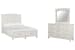 Willowbrook - California King Panel Storage Bed And Drawer Dresser With Landscape Mirror - Egg Shell White