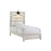 Fort Worth - Twin With Lights & USB 5 Piece Bedroom Set - White