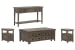 Paxton Place - Lift Top Storage Caster Cocktail Table With 2 Chairside End Tables And Sofa Table - Dovetail Gray