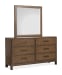 Ridgefield - Double Drawer Dresser With Landscape Mirror - Russet
