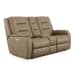 Arlo - Leather Power Reclining Loveseat, Console & Power Headrests - Light Brown